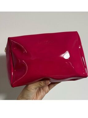New Lancome hot pink patent leather clutch makeup bag/ cosmetic travel bag